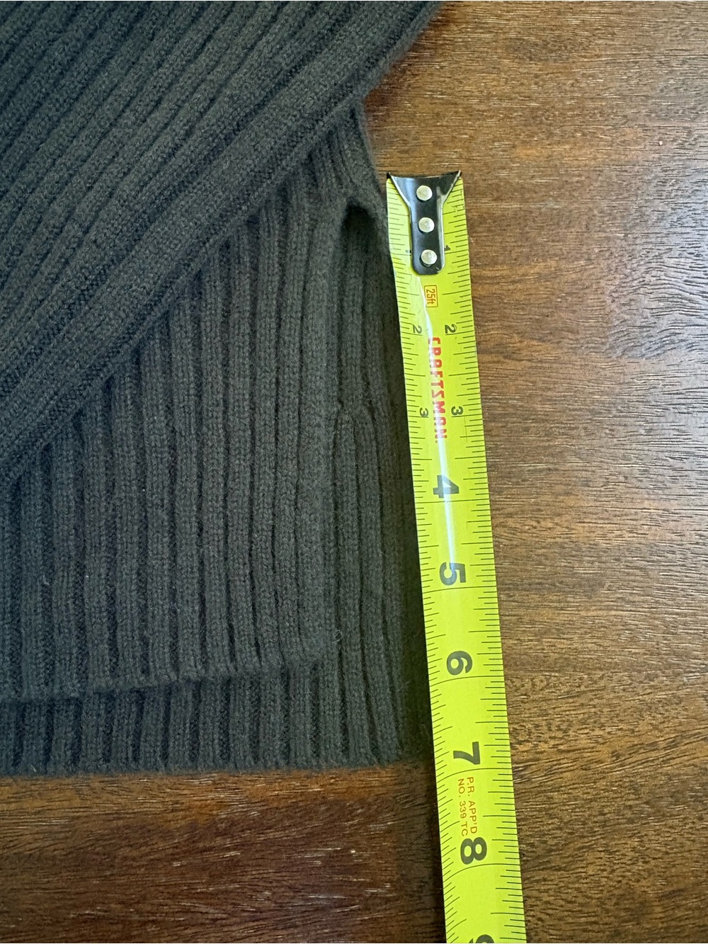 VINCE Ribbed Wool & Cashmere Mock Neck Sweater Size Small Olive Green MSRP $365 - Picture 9 of 9